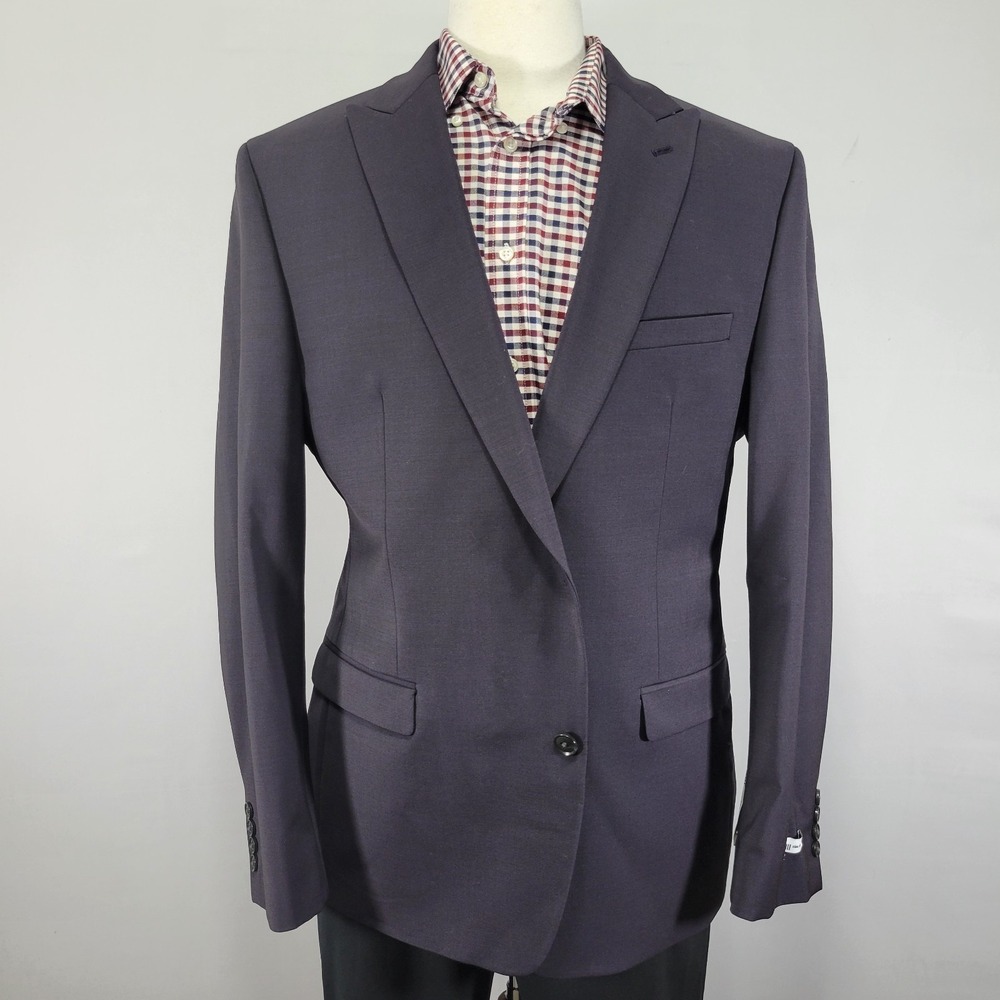 BAR III Men's‎ Sport Coat Blazer Two Button Navy Wool Blend Peak 46R NEW